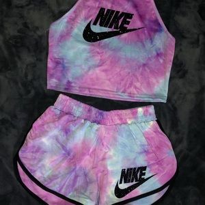 Tie die glitter nike crop top